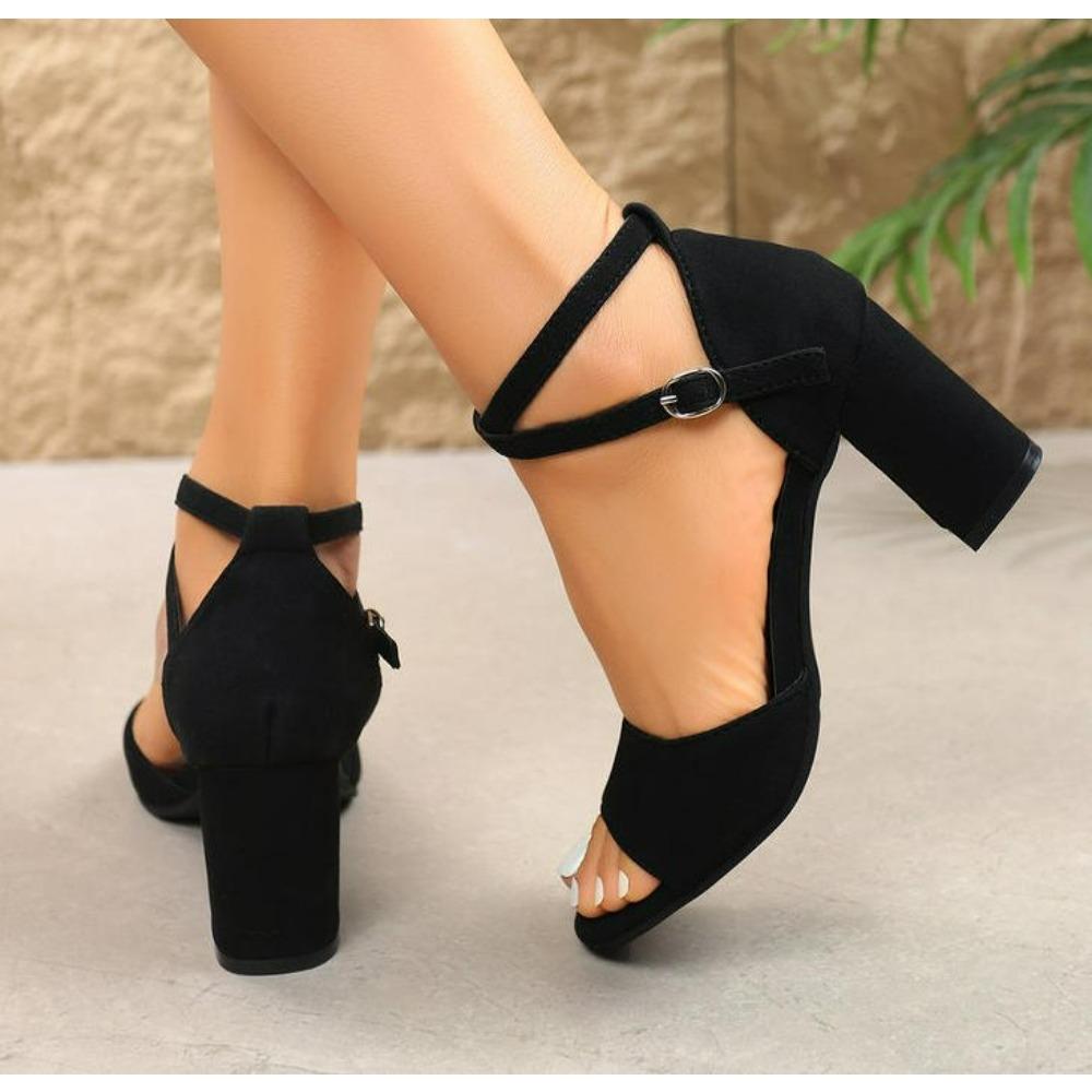 Ladies Shoes 2026 High Quality Open Toe Women's Sandals Fashion Zip Office and Career Summer Plus Size Solid Heeled Sandals