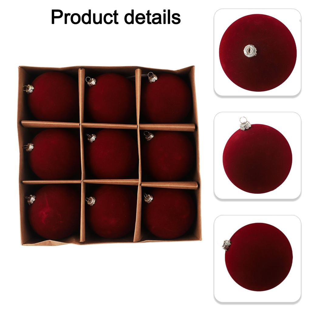 9pcs 10cm Christmas Ball Ornaments Xmas Tree Hanging Velvet Cloth Decorative Balls Home Party Christmas Tree Decor New Year