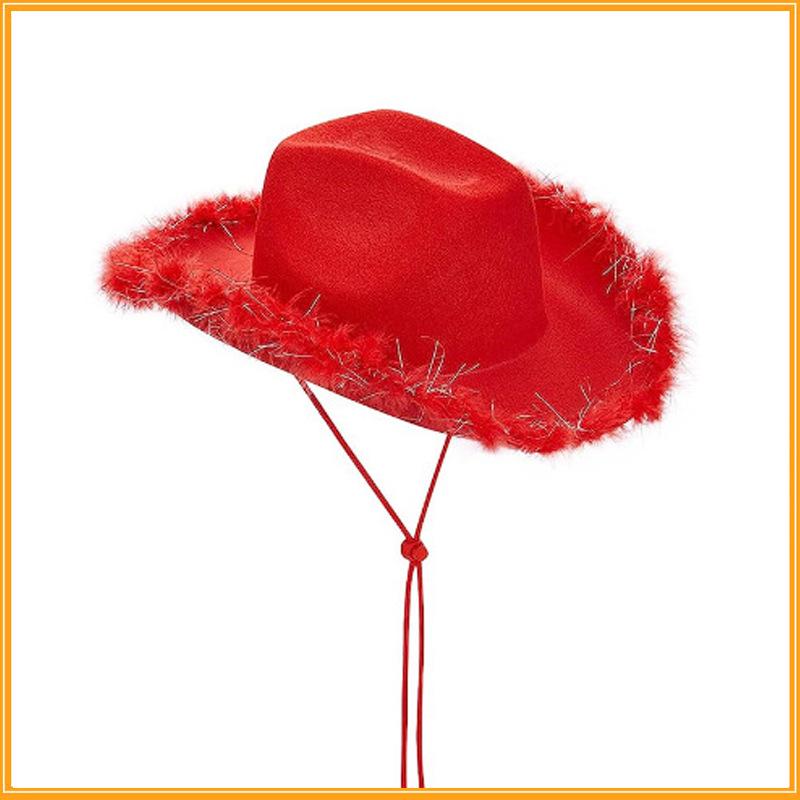 Hot-Selling Pure Pink Feather Western Cowboy Hat - Non-woven Bachelorette Party Hat Cowboy Hat