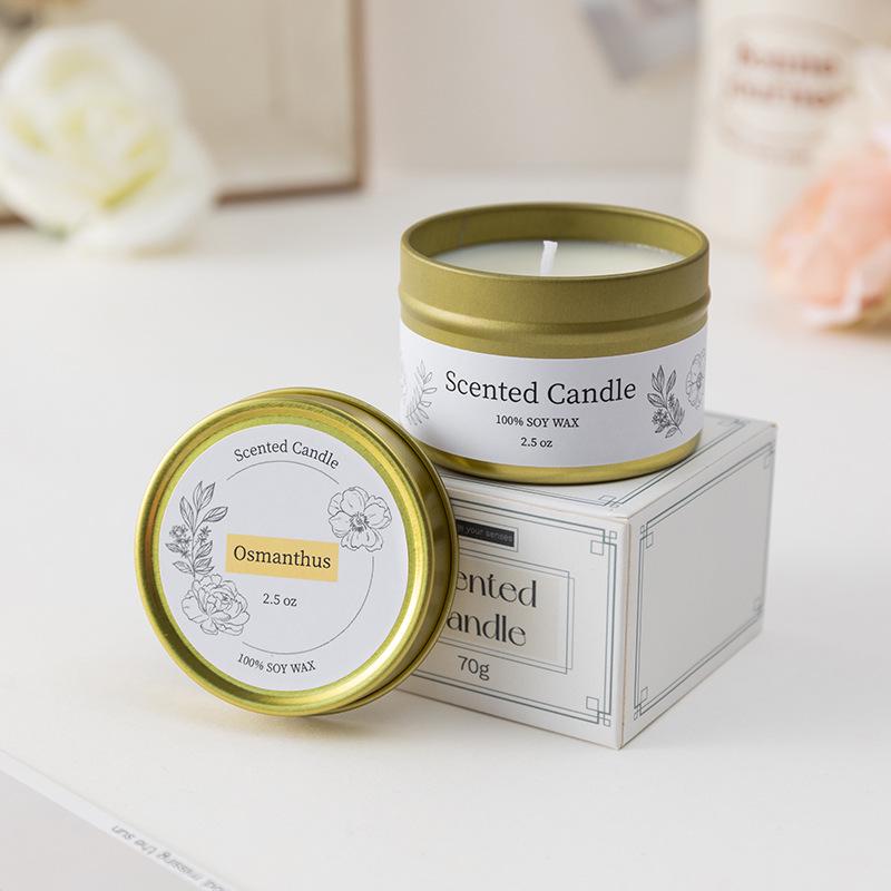 Soy Wax Scented Candle in Gold Tin - Smokeless Aromatherapy Gift Box