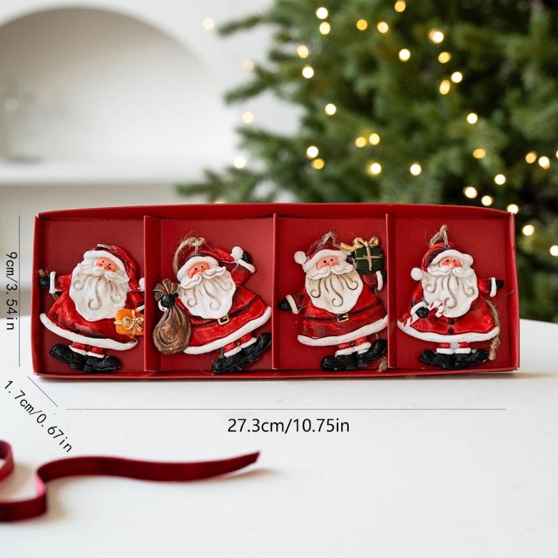 Miniature Resin Santa/Snowman Figures for Dollhouse Decorations Waterproof Holiday Ornaments with Realistic Color