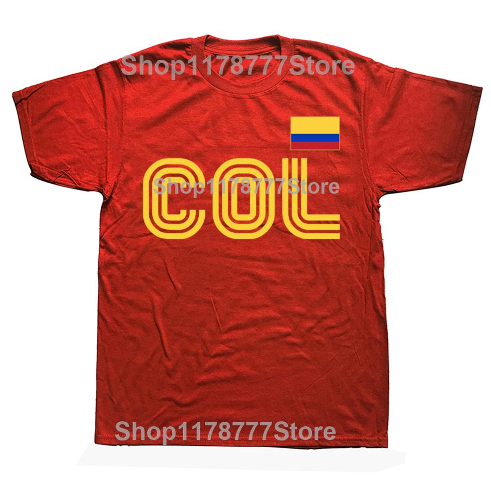 Funny Vintage Colombia Flag Retro International Country Colombian T-shirt Men Women Hip Hop Oversized 100% Cotton T-shirts