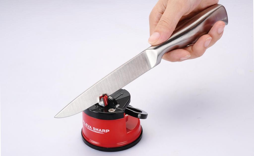 KLEVA SHARP Knife Quickly Sharpens and Restores Sharpness [KLEVA Official] Sharpener, Double-Edged, Manual, (Red)