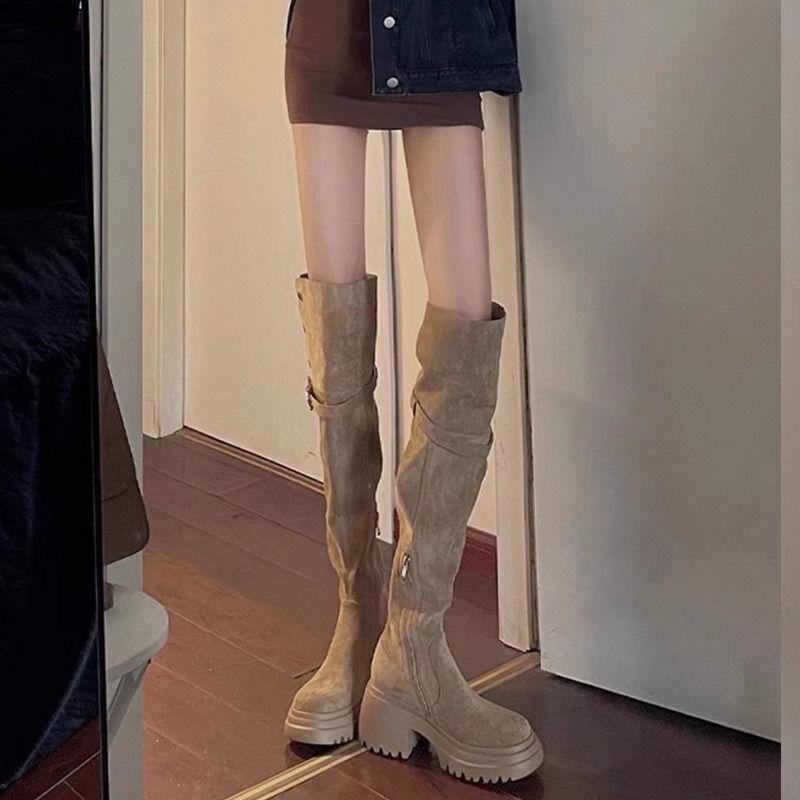 Over-knee Boots Brown Boots Women's Autumn and Winter 2025 New High-heeled Boots Versatile and Thin Tall Knight Boots
