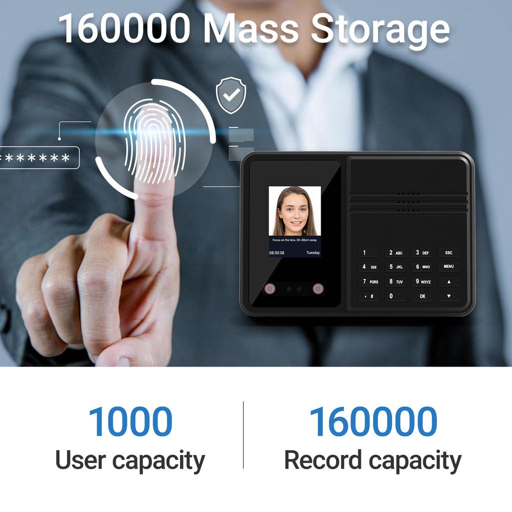 Time Clock Attendance Face Recognition with Password Palm Print Facial for Employees Access Control Machine Support