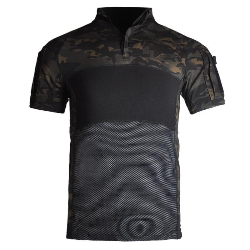 Hanye Taktický žabí oblek s krátkým rukávem Tréninkový oblek Slim fit Elastické tričko Pánský Outdoorový Rozšiřovací Fitness oblek Maskáčový oblek s krátkým rukávem