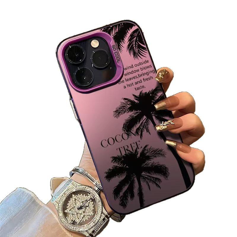 Summer Coconut Tree In English for Apple XR Modified 13Pro Ultimate Edition XRto14Pro Frosted Transparent English Coconut Tree