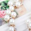 Elegant Lady Faux Pearls Shiny Rhinestone Collar Necklace Valentine's Day Gift