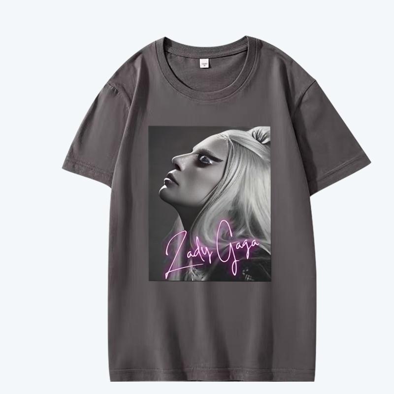 Lady Gaga Hudební zpěvačka Tričko Unisex Dámské Oversized 100% Bavlna Horký Výprodej Krátký Rukáv Letní Módní Potisk Unisex Větší Velikosti Topy
