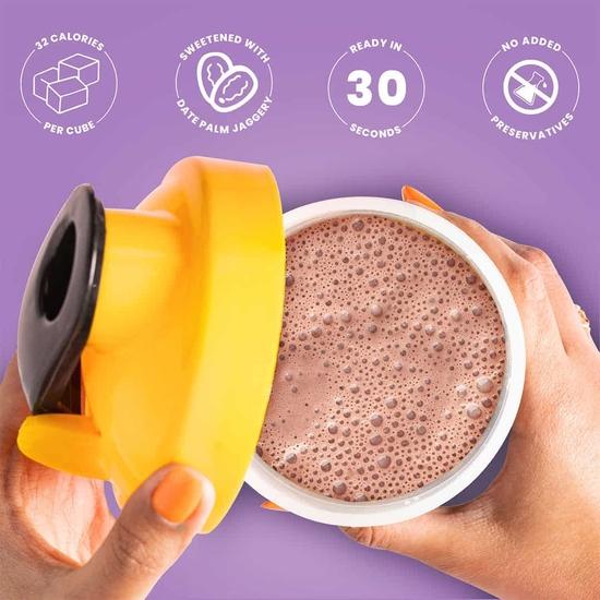 Bevzilla Instant Milkshake Cubes & Bottle Pack | Strawberry, Butterscotch, Choco Hazelnut & Vanilla Creme | BPA Free Shaker 500 Ml Leak Proof