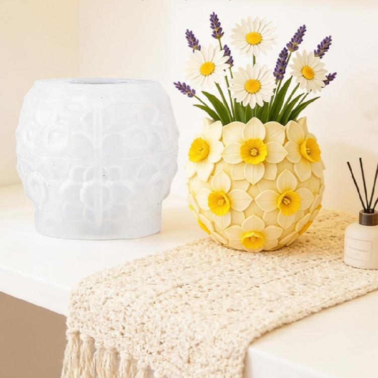 Narcissus Design Silicone Craft Mold For DIY Resin Jewelry Organiser Flower Plant Pots Making Home Decoration Projects