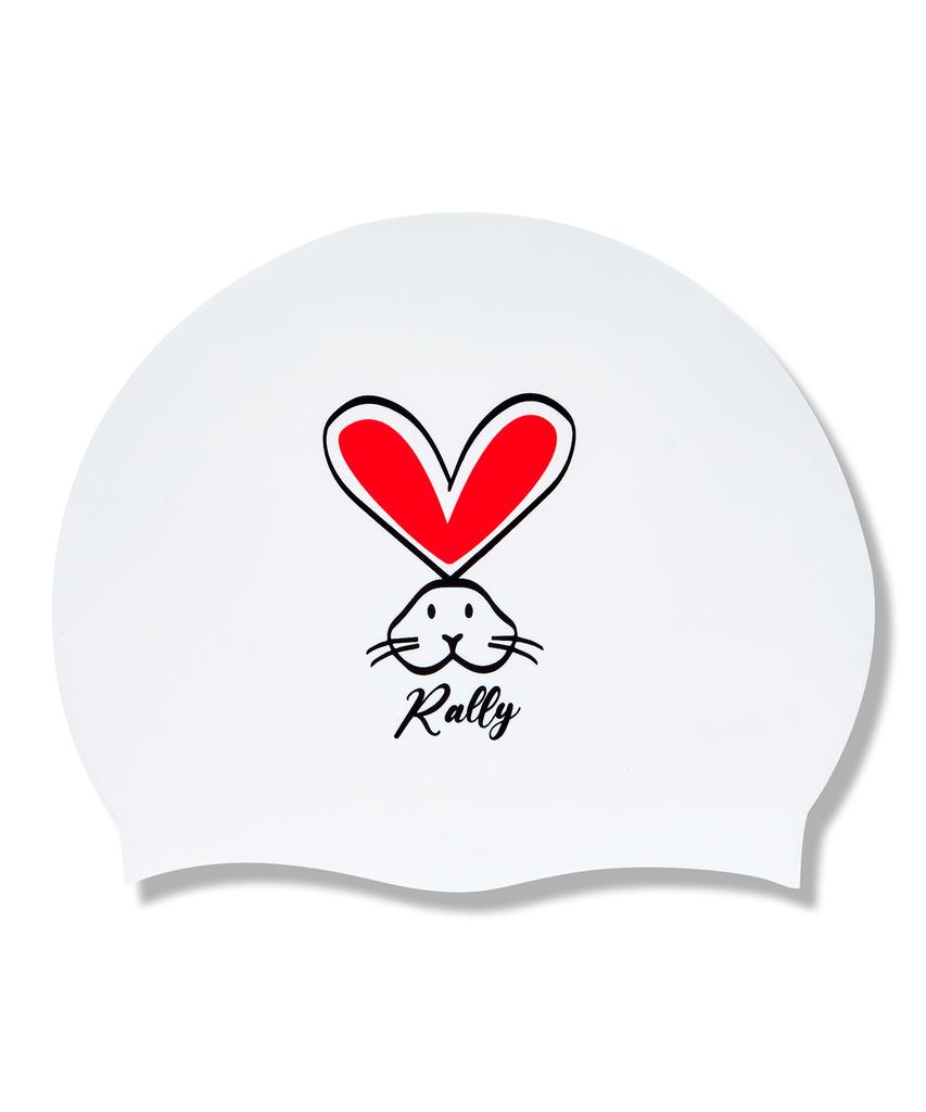 Laelliseupocheu [Qruc304 Red] Heart Rabbit Silicone Swim Cap Red