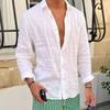 Camicia Estiva da Uomo Bianca in Lino a Maniche Lunghe - Casual Quotidiana Leggera e Confortevole Perfetta per le Vacanze