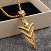 Vintage Stainless Steel Double Sided Arrow 3D Polished Pendant Necklace Unisex
