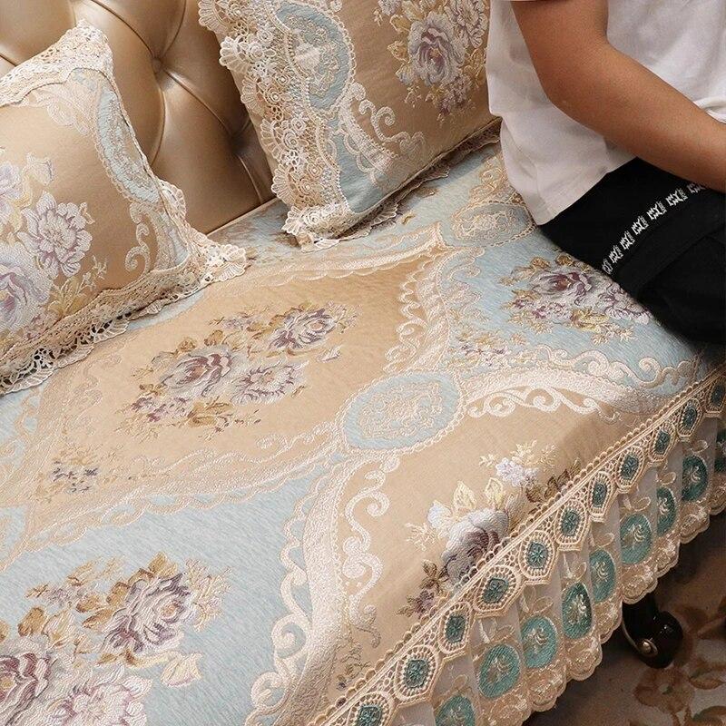 European Sofa Cushion Four Seasons Universal Jacquard Embroidery Fabric Nonslip Sofa Cover High-grade Luxury Chenille Sofa Cover
