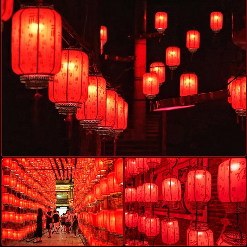 Chinese Retro Red Lantern Festival Printing Landscape Decorative Lanterns Outdoor Waterproof Sunscreen PVC New Year Lanterns