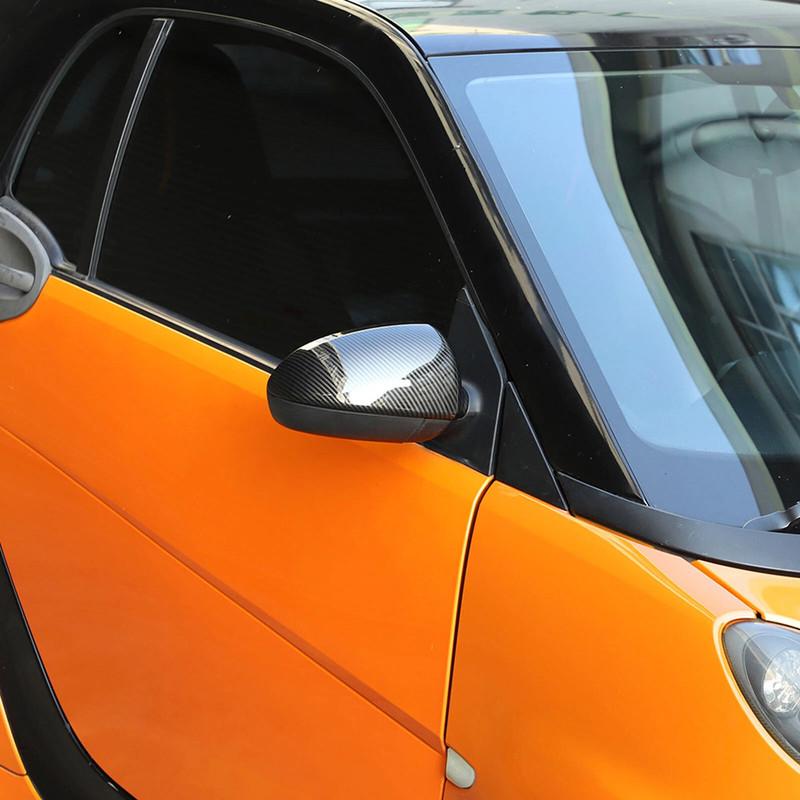 For Mercedes Benz Smart Fortwo W451 2008-2014 Car Rearview Side Mirror Cover Sticker Wing Cap Exterior Door Trim ABS Carbon