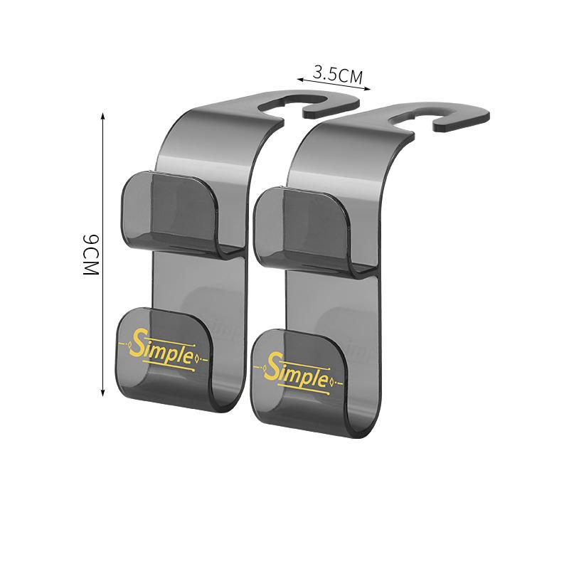 

2 шт., двойной крючок для автомобиля, многофункциональный крючок для заднего сиденья автомобиля, крючок для хранения серый