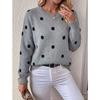 Women S Polka Dot Jacquard Knit Loose Long Sleeve Pullover Sweater