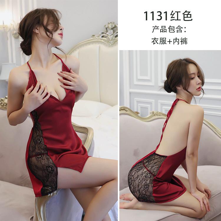

Сексуальное нижнее белье женское сексуальное прозрачное соблазнительное шейный ремешок кружевная пижама ночная рубашка One Size (80-60kg) красный