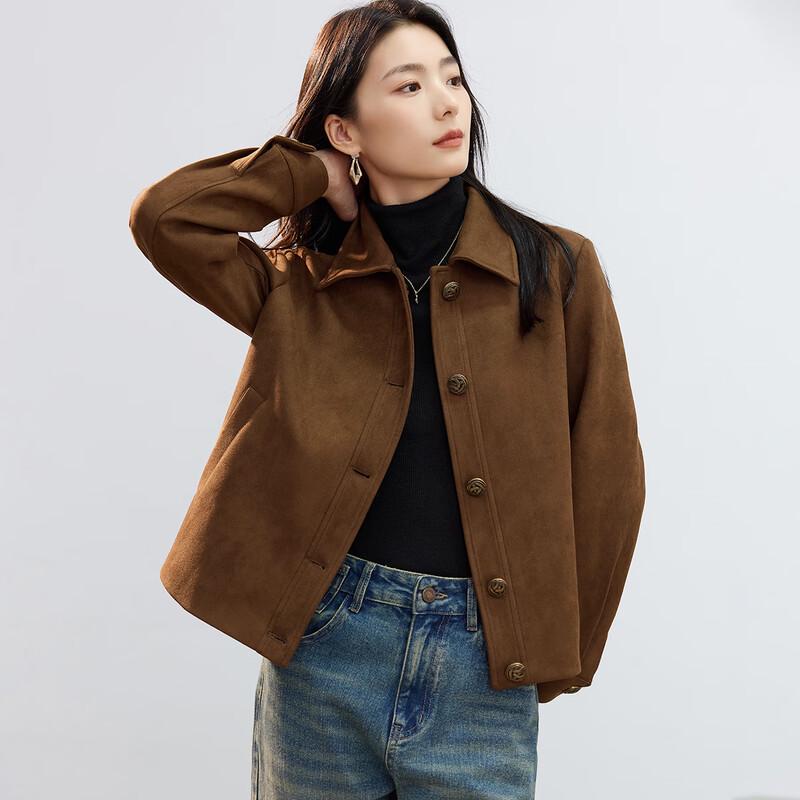 Women's Versatile Faux Suede Lapel Jacket