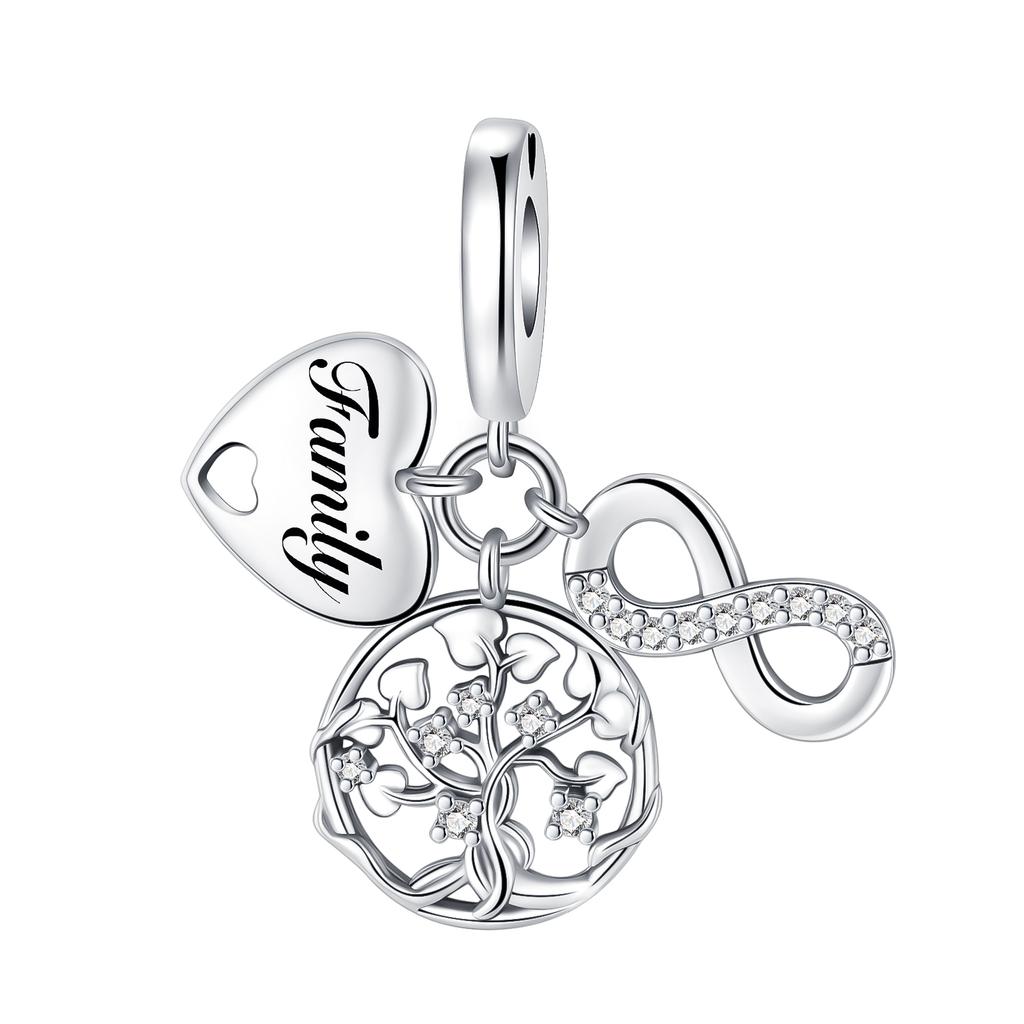 925 Sterling Silver Family Tree of Life Cross Hollow Pendant Charm Fit 4MM hole diamete Charms Bracelets Women DIY Jewelry Gift