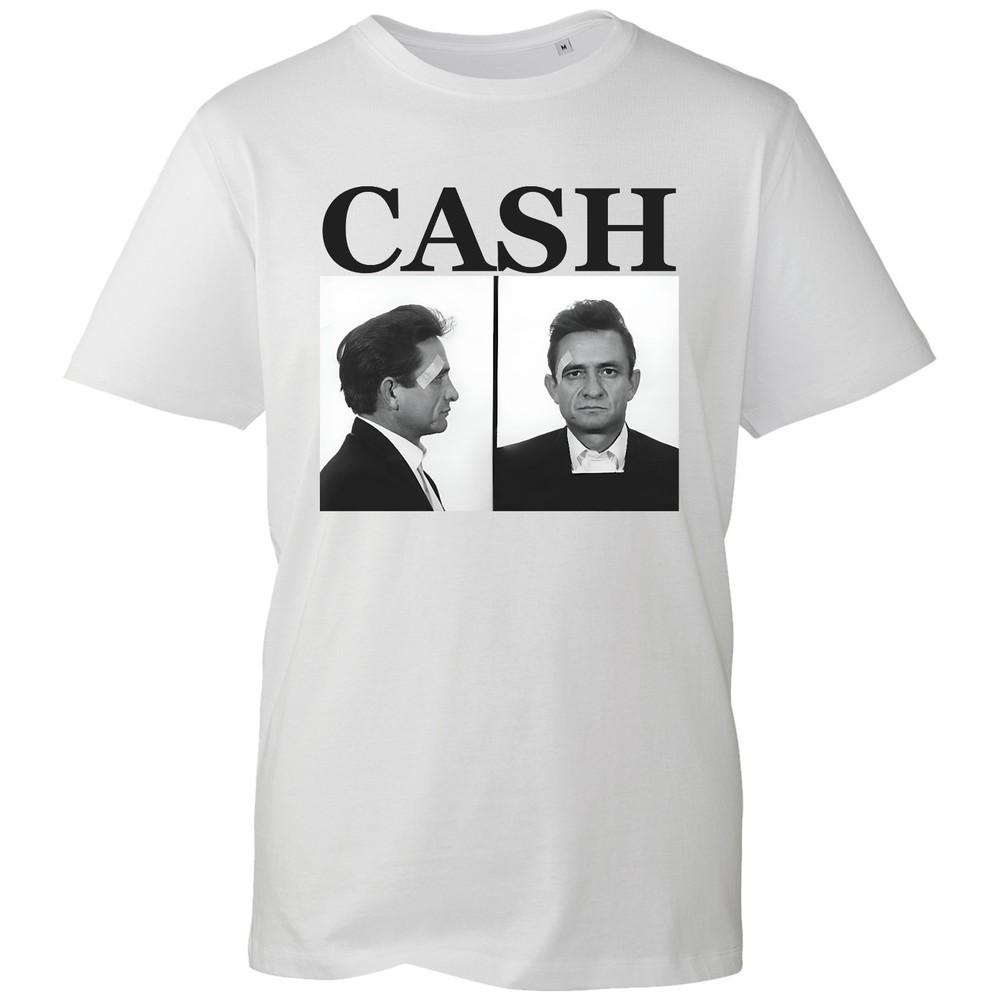 Cash Unisexs White Johnny Mugshot Graphic Tee Outlaw Country Music Folsom T Shirt S