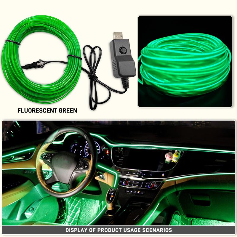 1/3/5M Car Interior Ambient Lights Dashboard Console DIY Flexible Neon Atmosphere Decorative Lamp LED EL Cold Light Strips