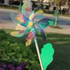 Eye Catching Colorful Reflective Windmill Pinwheels with Stakes for Camping Picnics Garden Decor Kid Parties Decorations