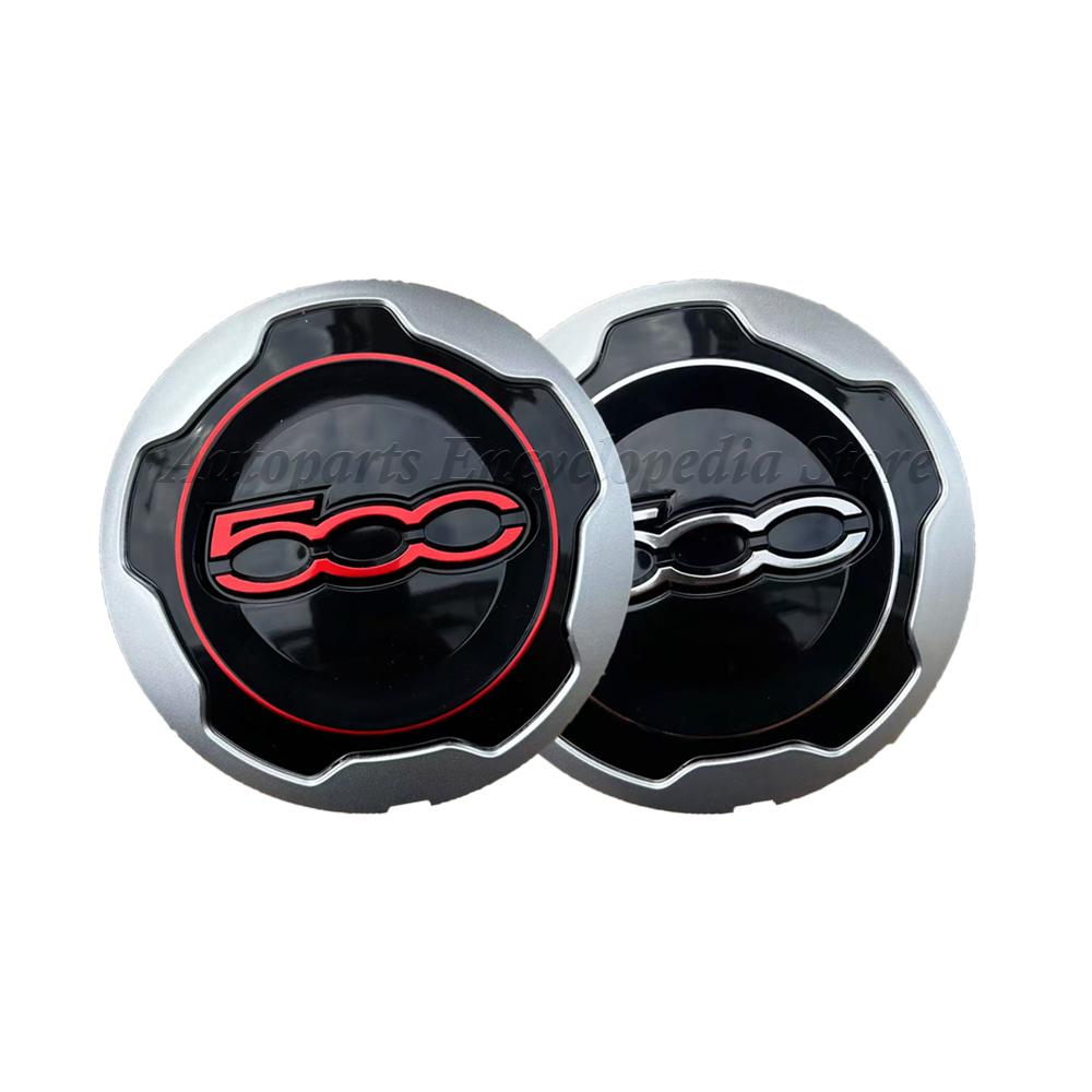 Neu für Fiat 500L 2012-2023 71806651 735574469 Radnabenkappe Silberne Kante Rote Schrift/Silberne Schrift 735576964