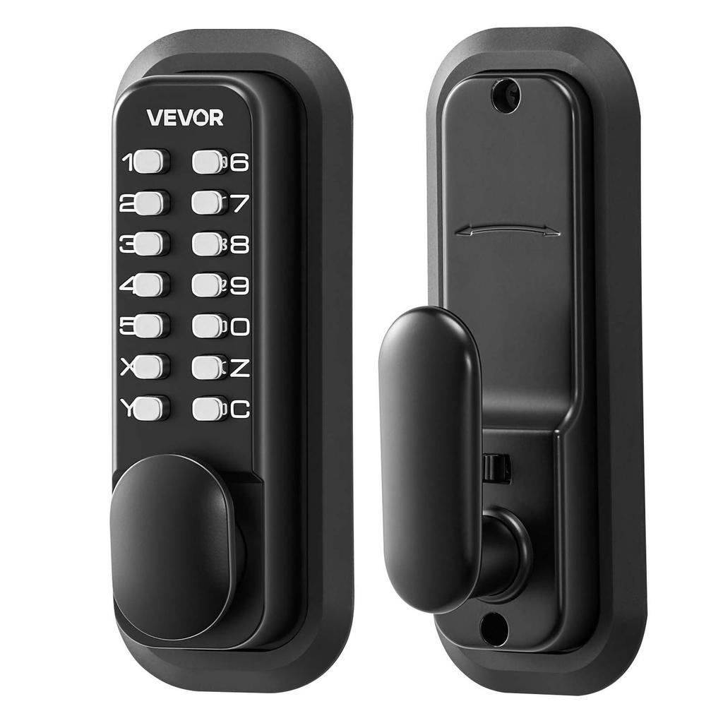Mechanical Keyless Entry Door Lock, 2.0 Code Upgrade, 4-7 Digits Code, Single-Sided Push Button Combination Mechanical Keypad Door Knob, Auto Locking,
