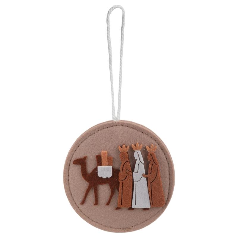 Handmade Felted Nativity Scene Ornament Set With Instructions Religious Themed Embroidery Craft For Christmas Decoration