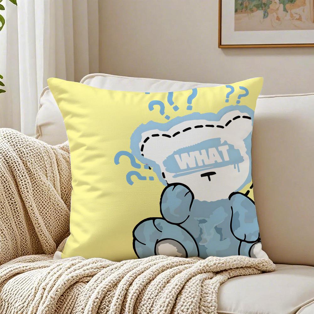 Minimal Art Cute Simple Bear Cushion Cover Pillowcase Antidustmite living Room Sofa Decor Cushion Room