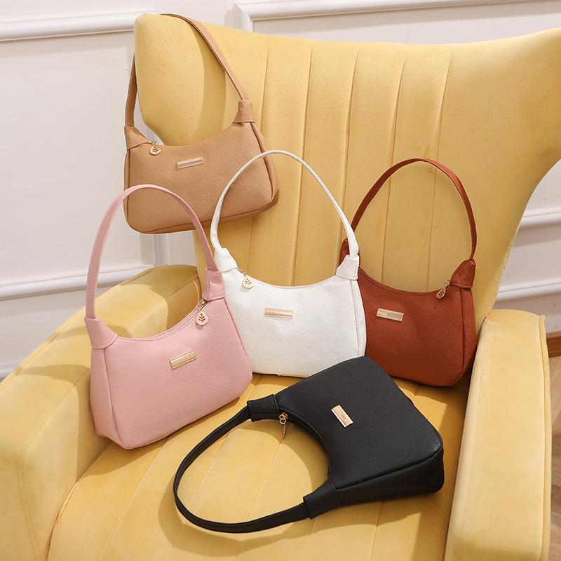 New Fashion Croissant Shoulder Bag for Women Minimalist Solid Color Armpit Purse Trendy Handbag KTB