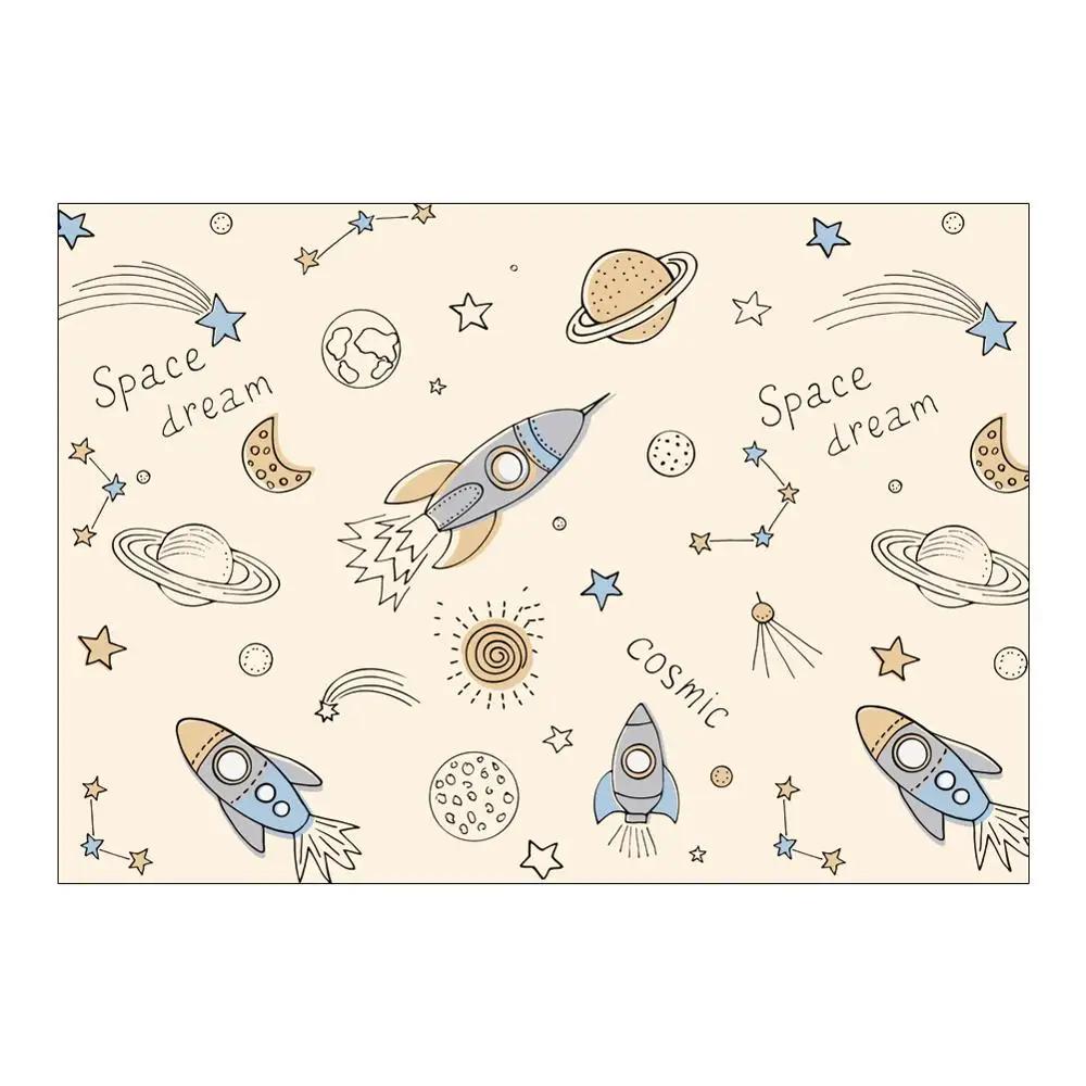 Cartoon Rocket Cosmic Carpet Non-slip Childrens Carpets Living Room Bedroom Alphanumeric Learning Game Carpet Mats Rug Baby Mat