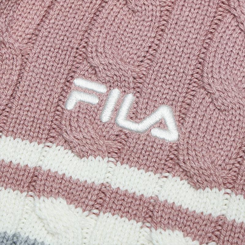 FILA Fashionable Versatile Polo Collar Knitted Jacket Women outerwear Cloud-Mushroom-White F11W519401FWT