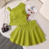 2026 Spring/Summer Girls' Off-Shoulder Camisole & Irregular Skirt Set