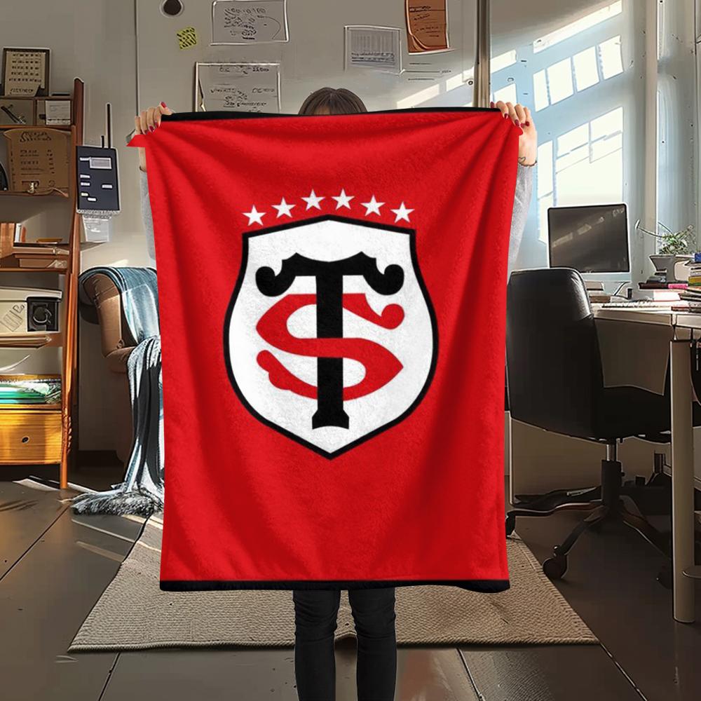 1 Stück Stade Toulousain Aufdruck Flanelldecke, Hohe Qualität, Bequem für alle Jahreszeiten, Heimdekoration, Wärme und Komfort, Perfekt für Weihnachtsgeschenke178