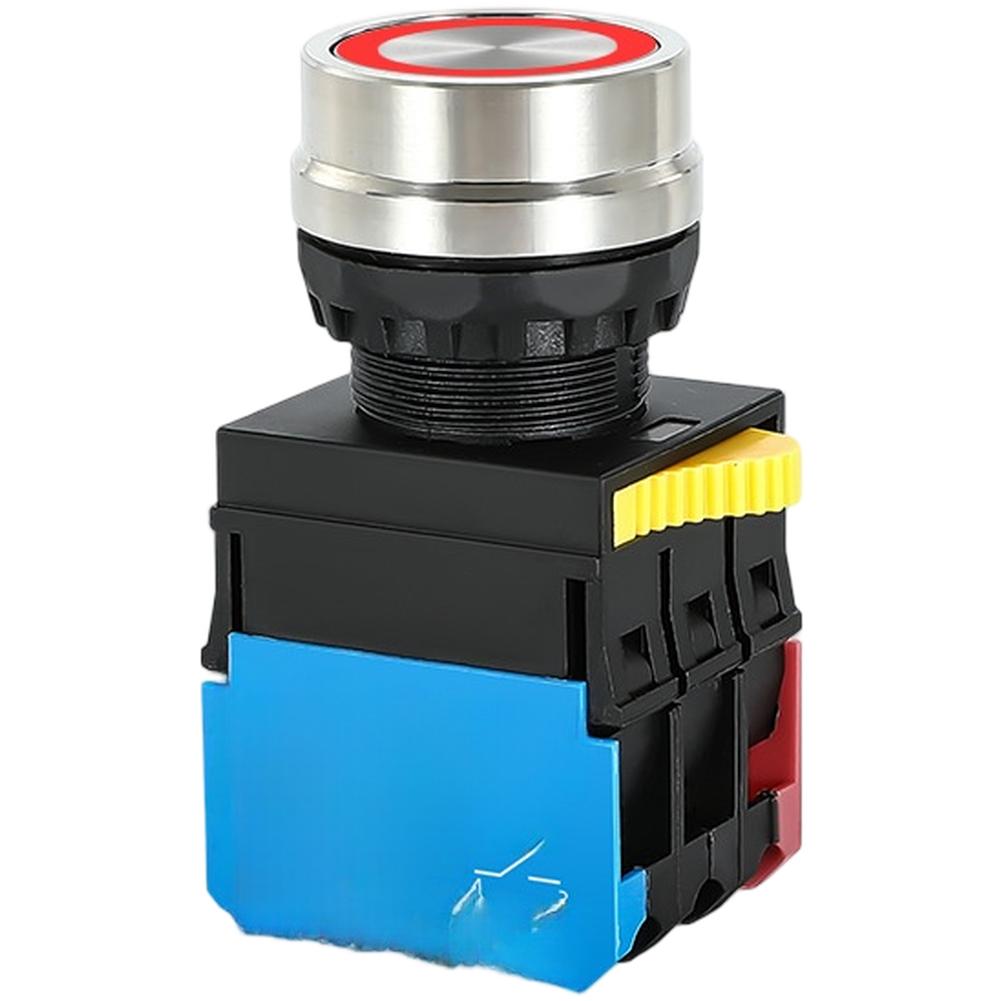 Control Panel Push Button Switch 22mm Red Self Locking Reset Silver Contacts IP65 Rated for Harsh Environment Operation