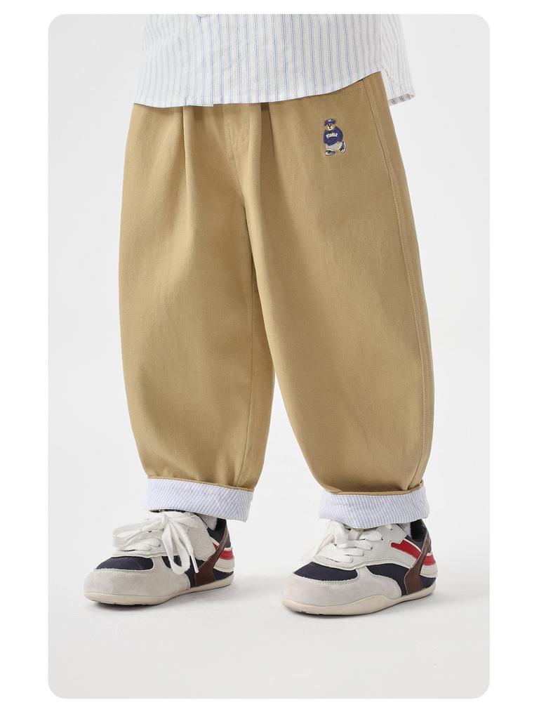 European Boy's Academy Pure Cotton Long Pants - Spring/Autumn 2026 New Style for Toddlers