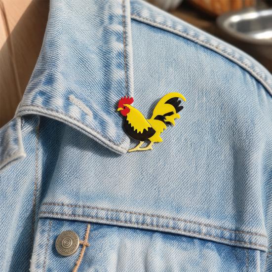 Chicken Rooster Brooch Pin, Acrylic Lightweight Farm Animal Jewelry, for Backpacks Hats Jackets Thanksgiving