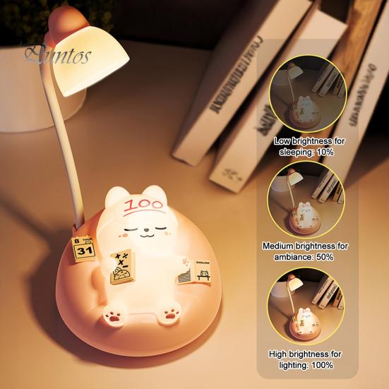 Small Bedside Lamp for Toddlers Sleeping Cat Night Light Kids, Rechargeable LED Nursery Lamp, Soft Eye Protection Adjustable Brightness Touch Bedroom
