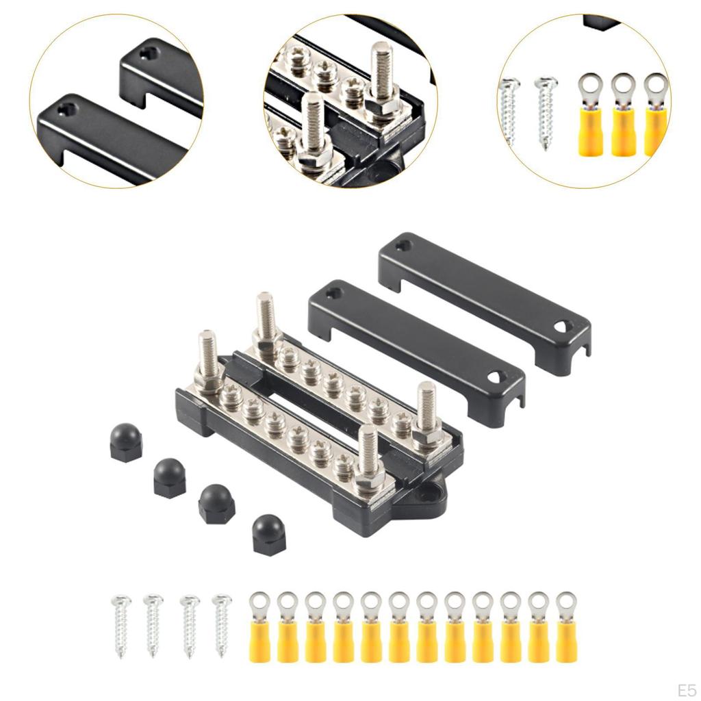 6 Way Power Distribution Block 150A with Cover Marine Bus Bar Battery Busbar for ATV Boat UTV Car