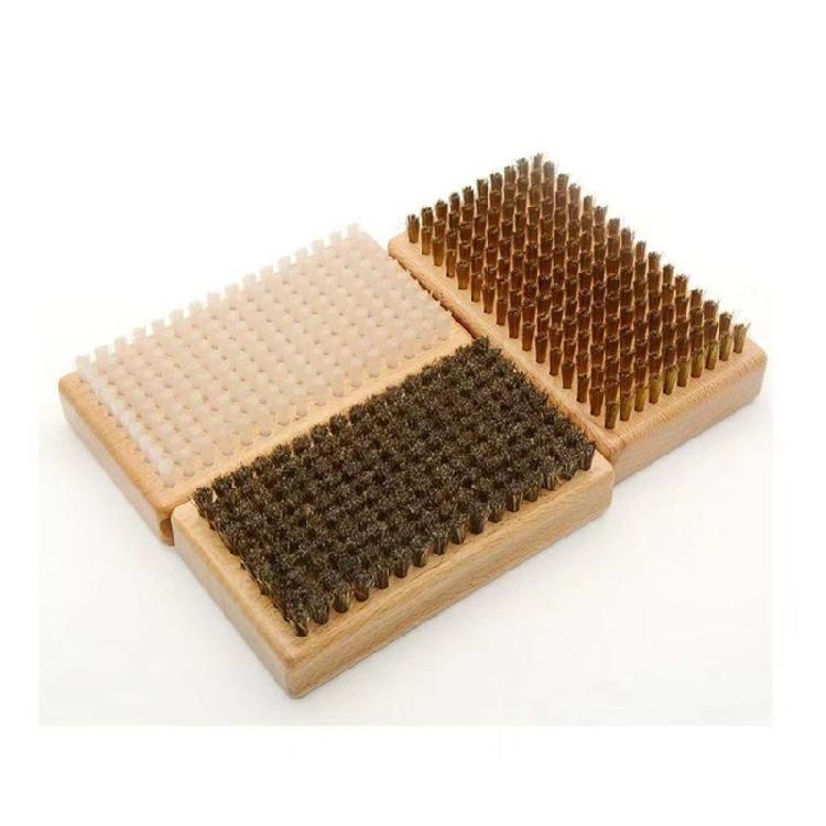 Wood Handle Metal/Nylon/Horsehair Ski Waxing Brush Snowboard Wax Brush Replacement Snowboard Maintenance Cleaning Tool