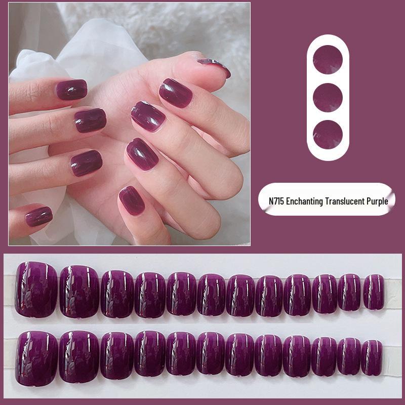 

Прозрачные фиолетовые короткие однотонные накладные ногти для женщин Enchanted Sheer Purple [Jelly Glue Version]
