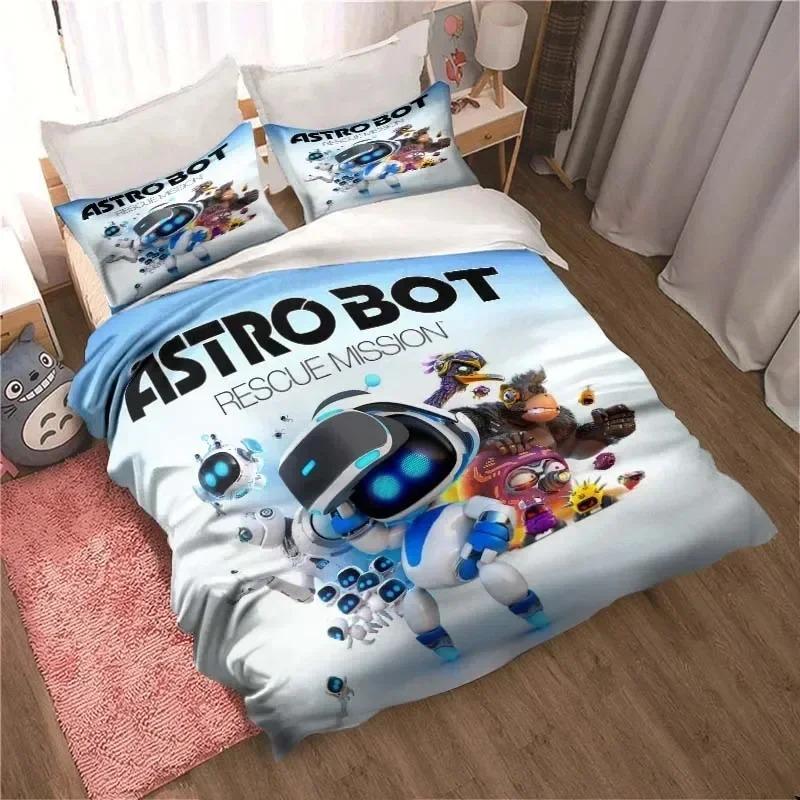 ASTRO BOT Cute Cartoon Bedding Set Duvet Cover Pillow Case Single Double King Size Adult Boys Bedroom