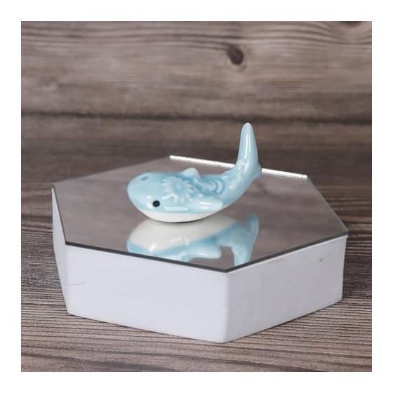 Whale Shark Chopstick Rests, Set of 6, Porcelain, Blue, Cute Marine Animal Cutlery Rest, Marine, Width 6.2cm