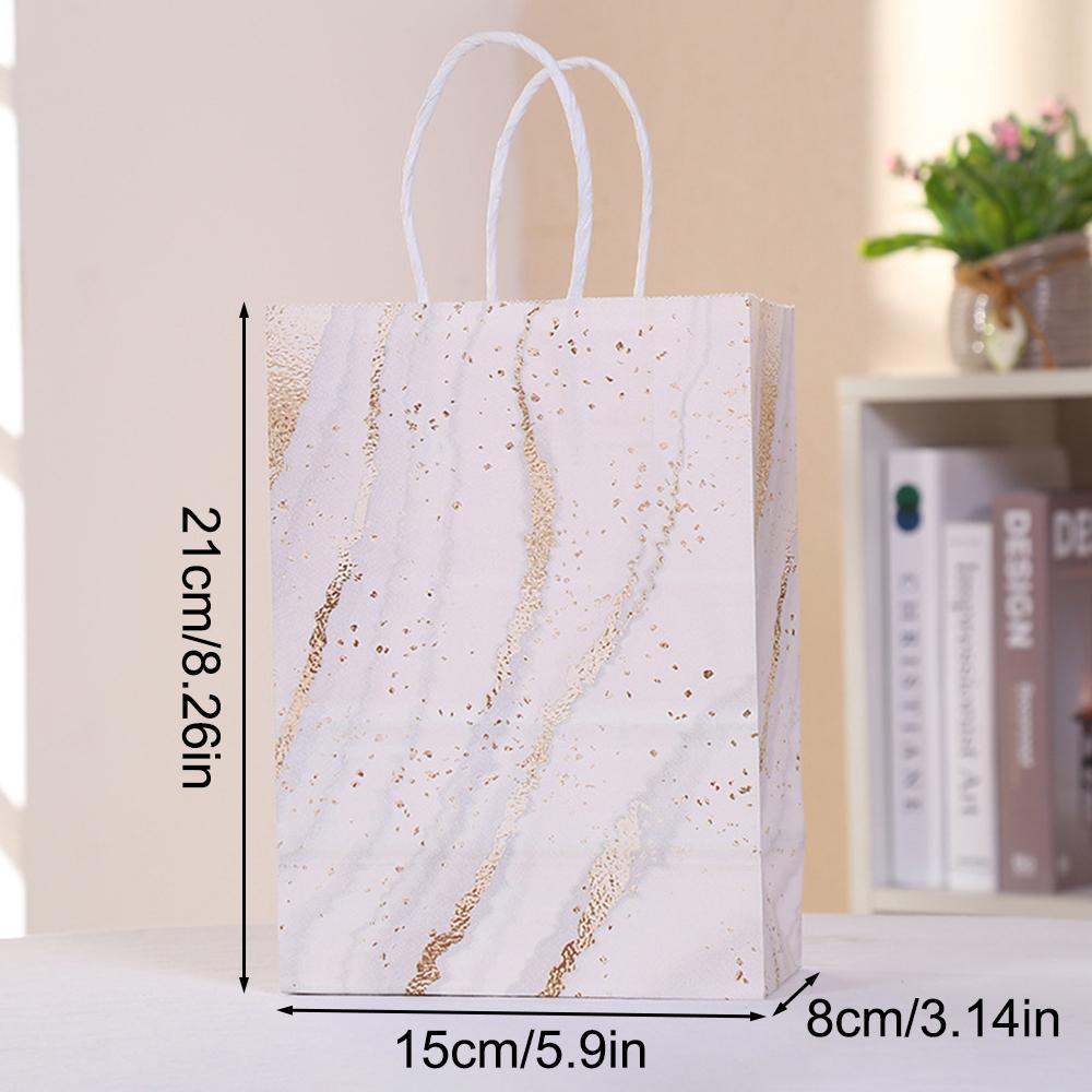 Marble Design Kraft Paper Gift Bag with Handle Birthday Party Packaging Bags Wedding Gifts for Guest Eid Supply Organizer