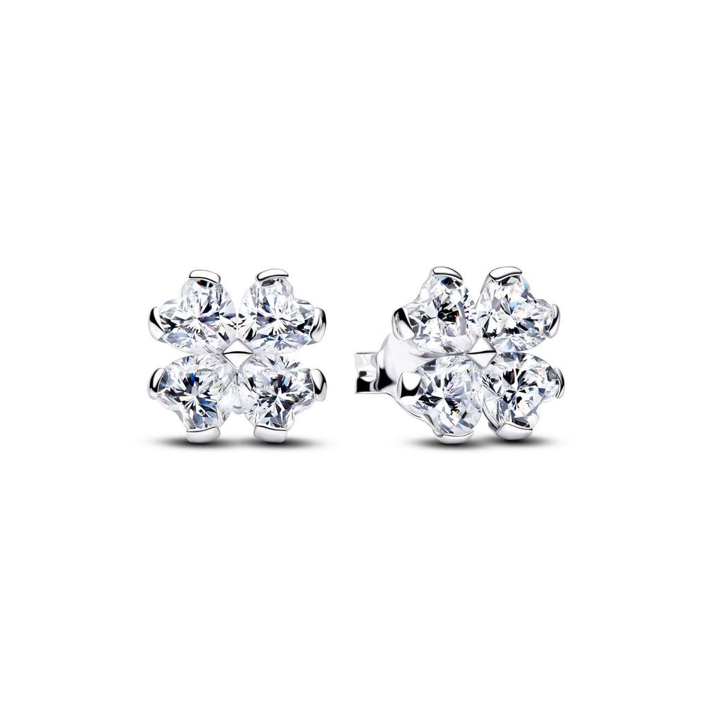 New S925 Silver Romantic Floral Lucky Clover Bowknot Gemstone Ring Stud Earring Necklace Bracelet Inlaid Gem Set Fashion Jewelry