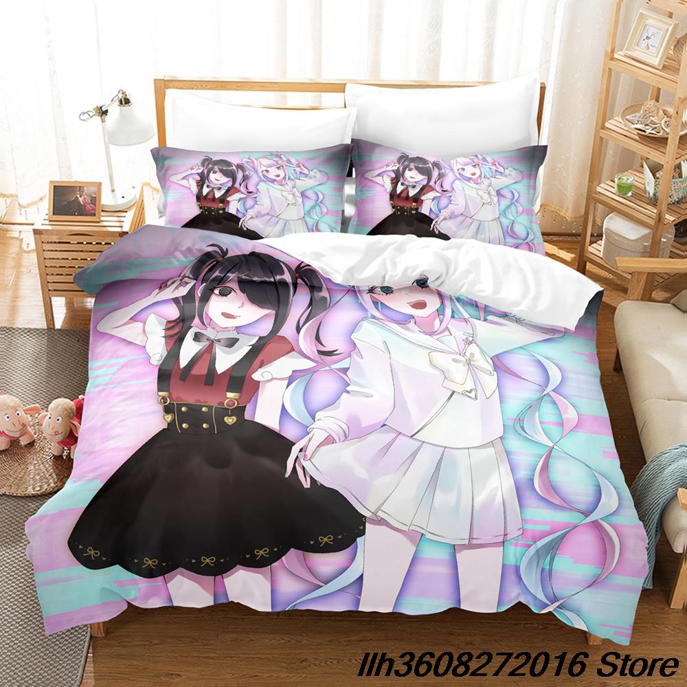New Needy Girl Overdose Bedding Set Cartoon Anime Three-Piece Set Adult Kid Bedroom Duvetcover Sets 3D Kawaii Girls Conjunto De
